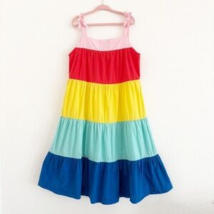 Hanna Andersson Girls Colorblock Twirl Rainbow Tiered Dress Size 130 Size 8